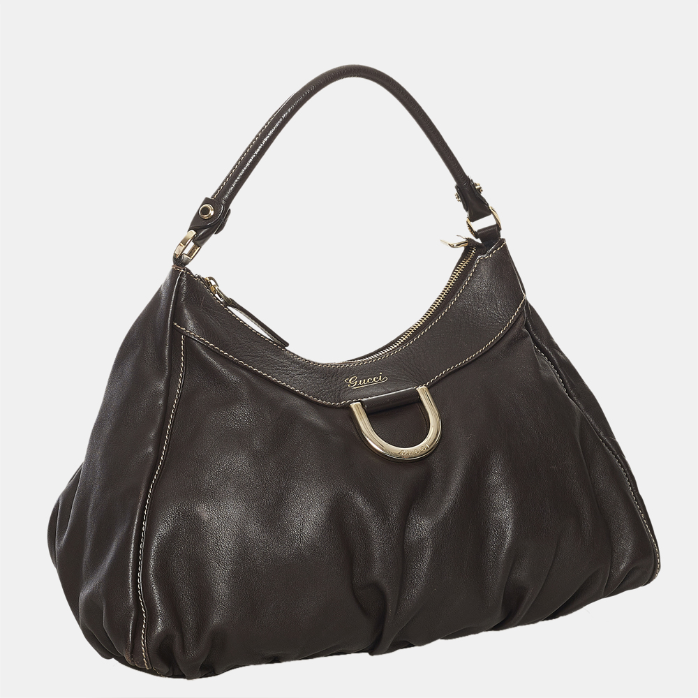

Gucci Brown Abbey D-Ring Leather Shoulder Bag
