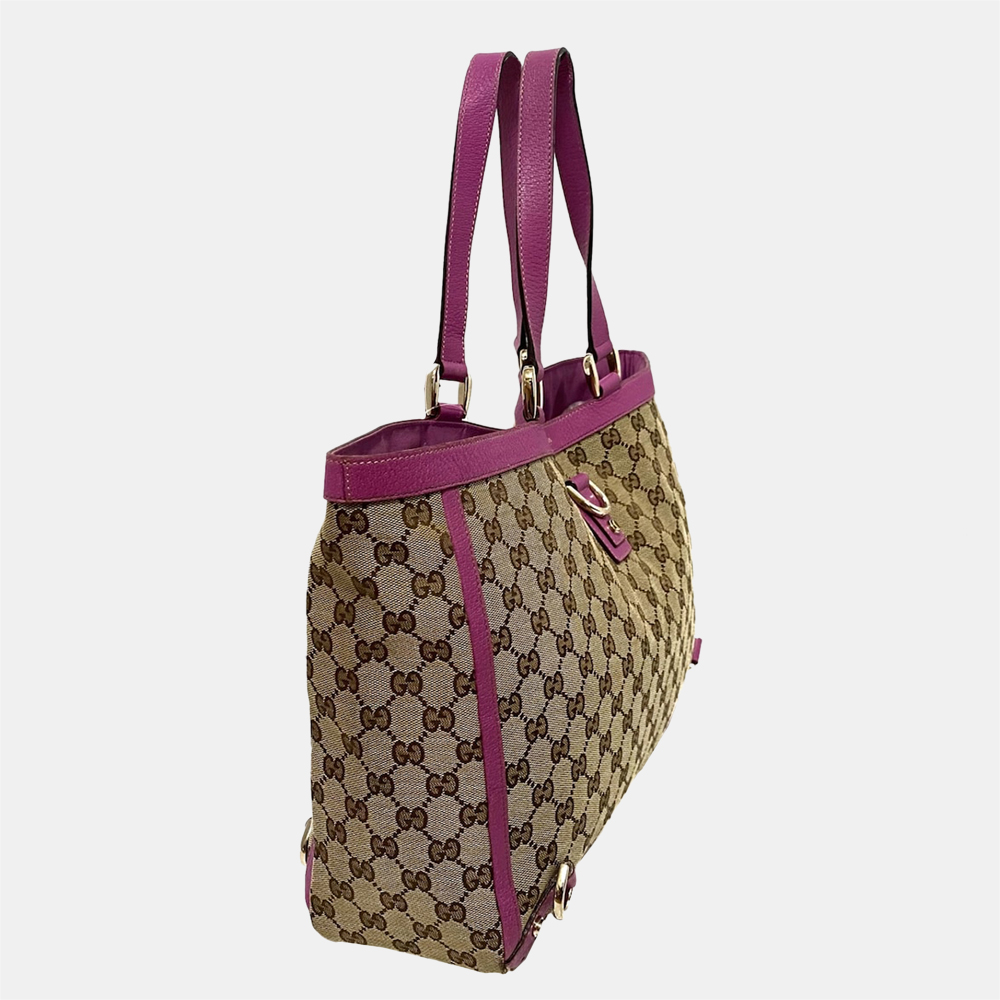 

Gucci Brown/Pink GG Canvas Abbey D- Ring Tote Bag