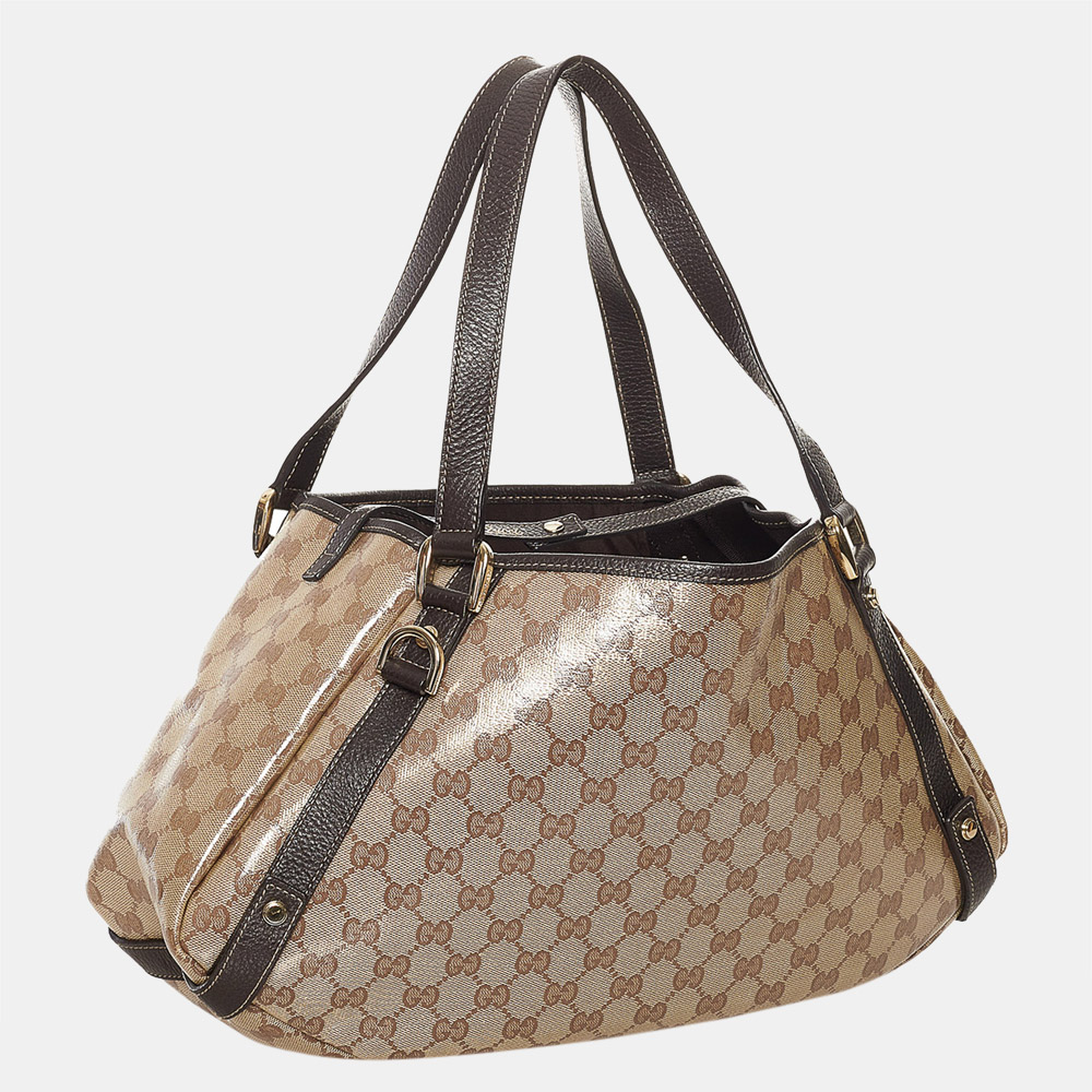 

Gucci Beige/Brown GG Crystal Pelham Tote Bag