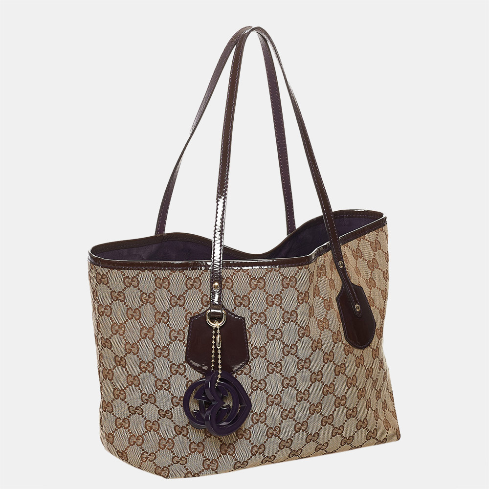 

Gucci Beige/Black/Brown GG Canvas Jolie Tote Bag