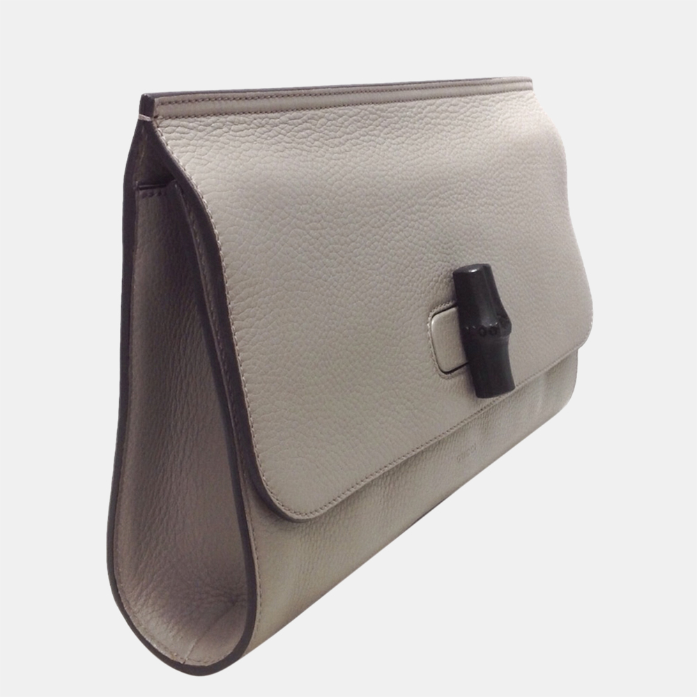 

Gucci Grey Bamboo Daily Leather Clutch Bag