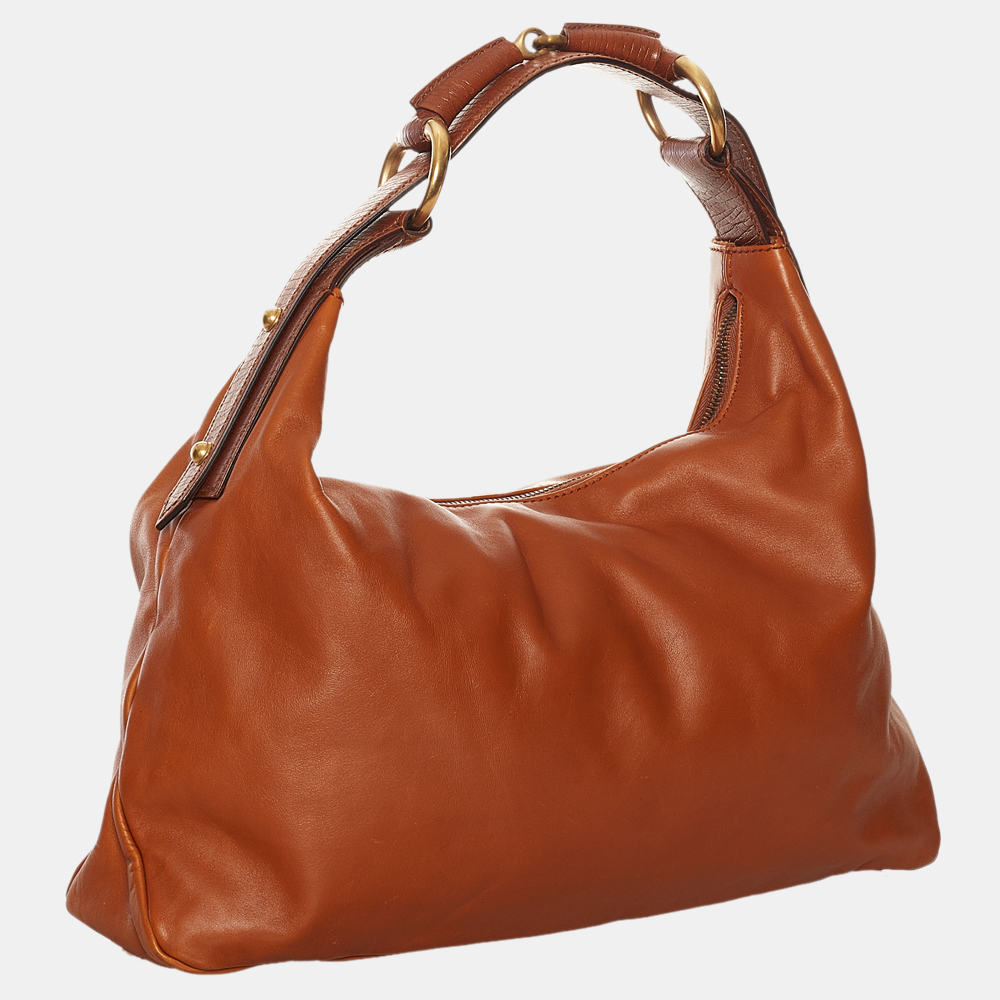 

Gucci Brown Horsebit Leather Hobo Bag