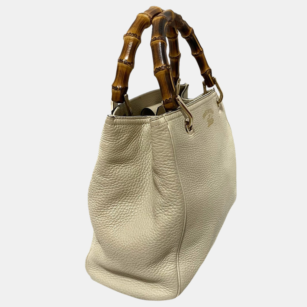 

Gucci White Bamboo Shopper Leather Handbag