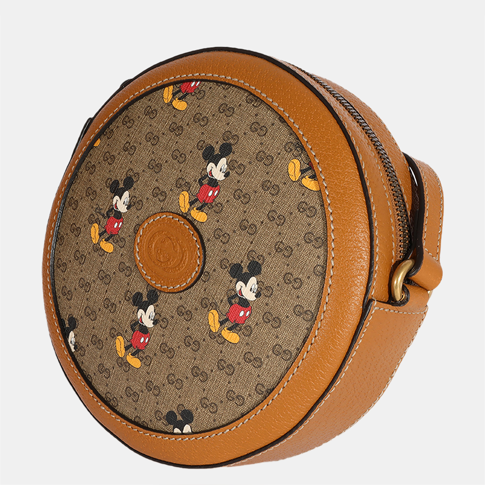 

Gucci x Disney GG Supreme Canvas Mickey Mouse Mini Round Bag, Brown