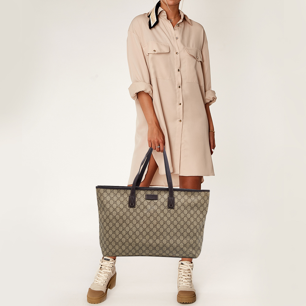 

Gucci Beige/Brown GG Supreme Canvas And Leather Tote