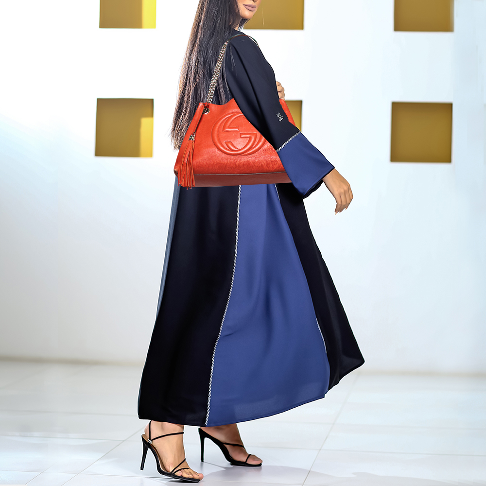 

Gucci Orange Leather Medium Soho Chain Tote