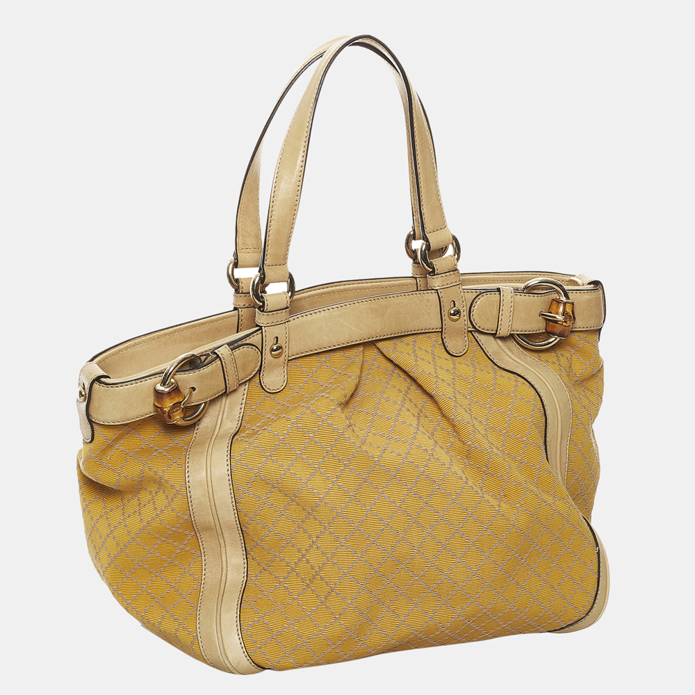 

Gucci Beige/Brown/Yellow Diamante Canvas Handbag