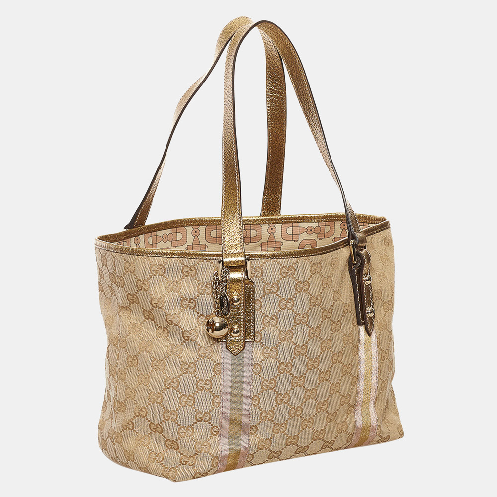 

Gucci Gold GG Canvas Jolicoeur Tote Bag