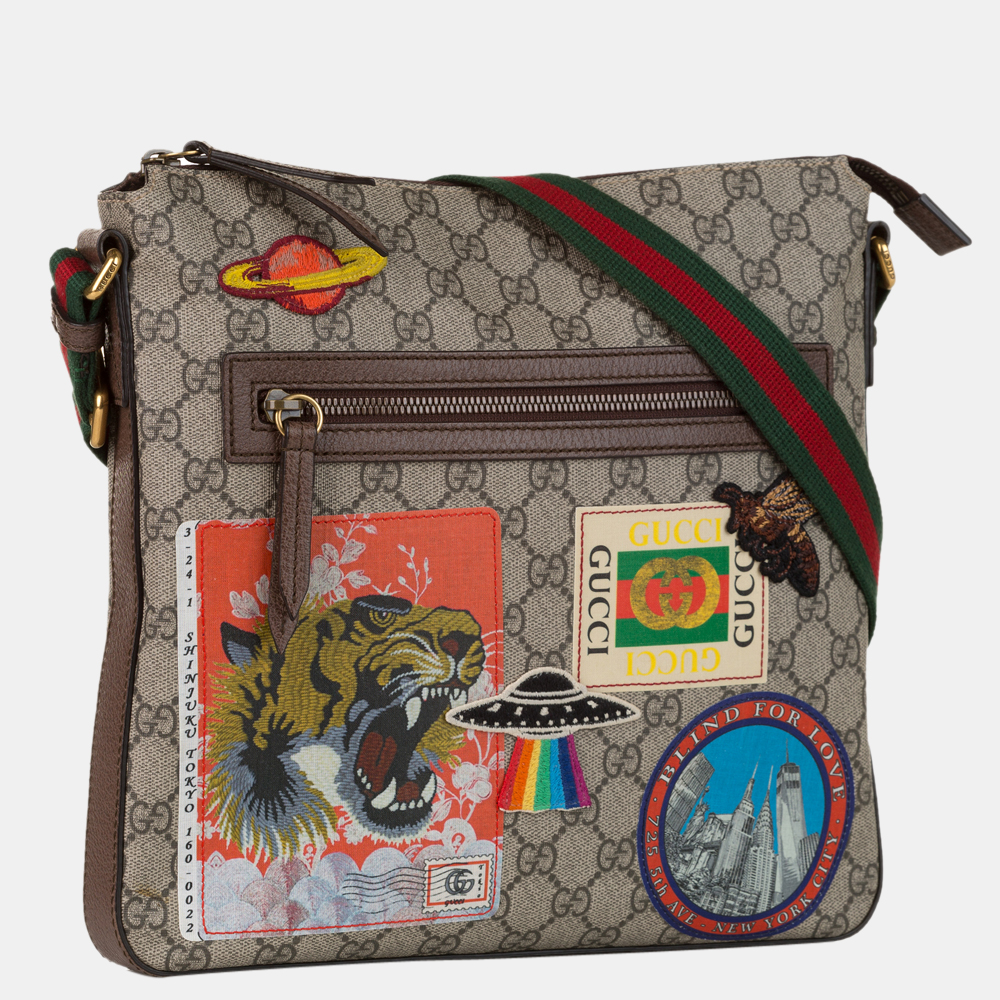 

Gucci Beige/Brown GG Supreme Courrier Crossbody Bag