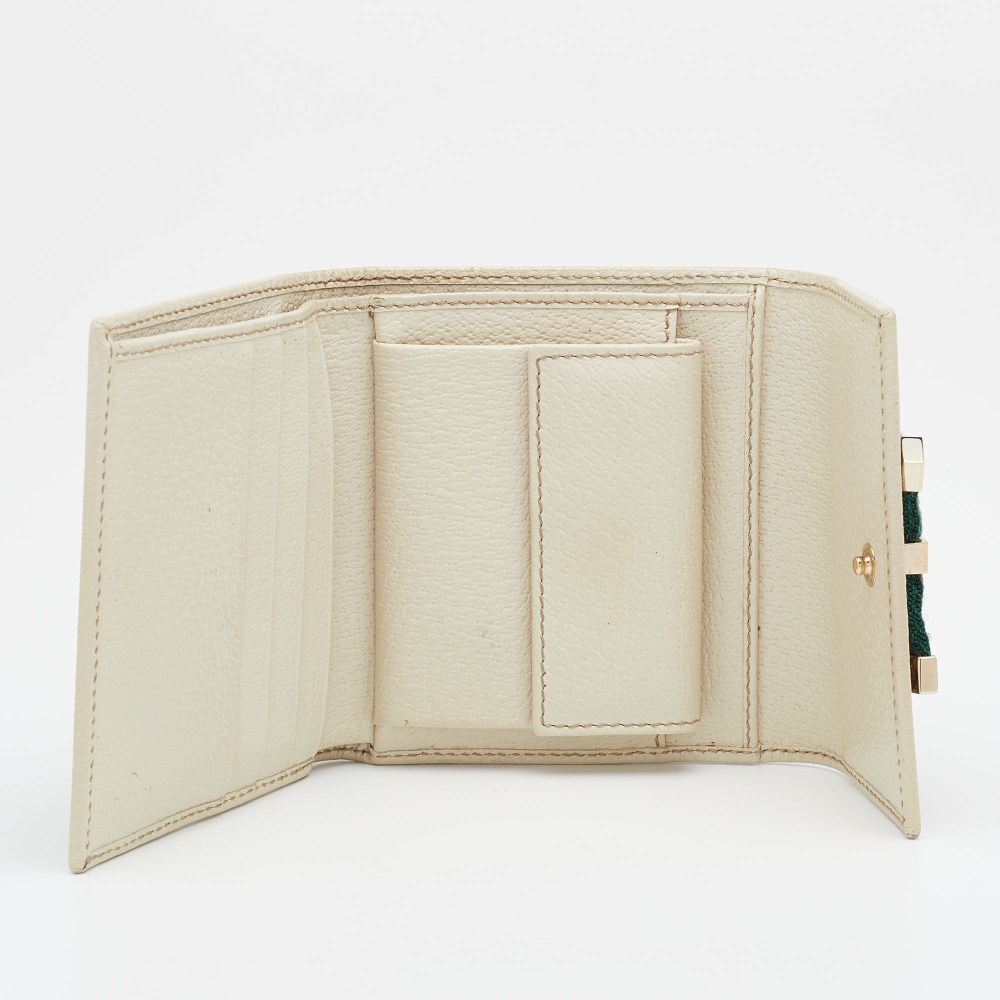 

Gucci Beige/Off White GG Canvas And Leather Princy Compact Trifold Wallet