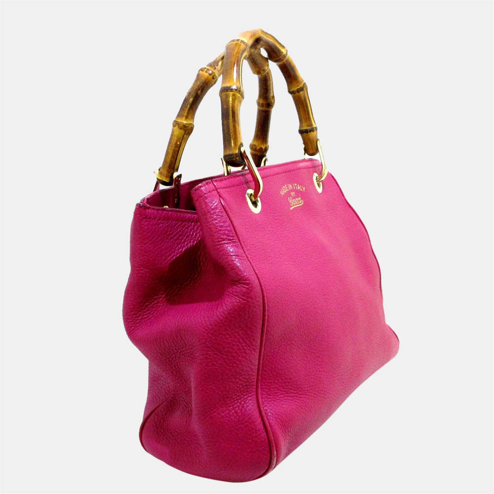 

Gucci Pink Bamboo Shopper Leather Handbag