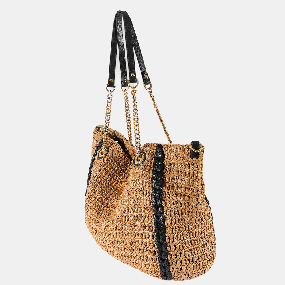 

Gucci Natural Raffia Large Marmont Shoulder Bag, Brown