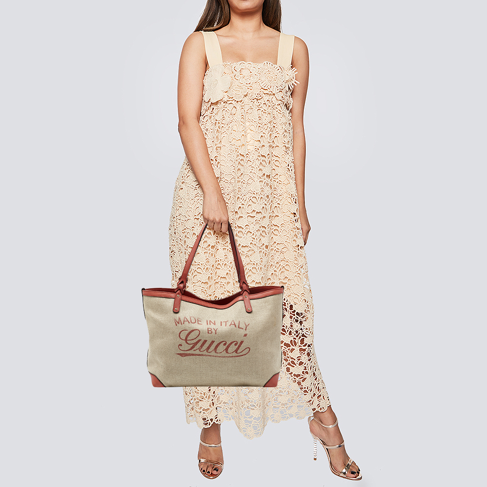 

Gucci Brown/Beige Canvas and Leather Medium Craft Tote