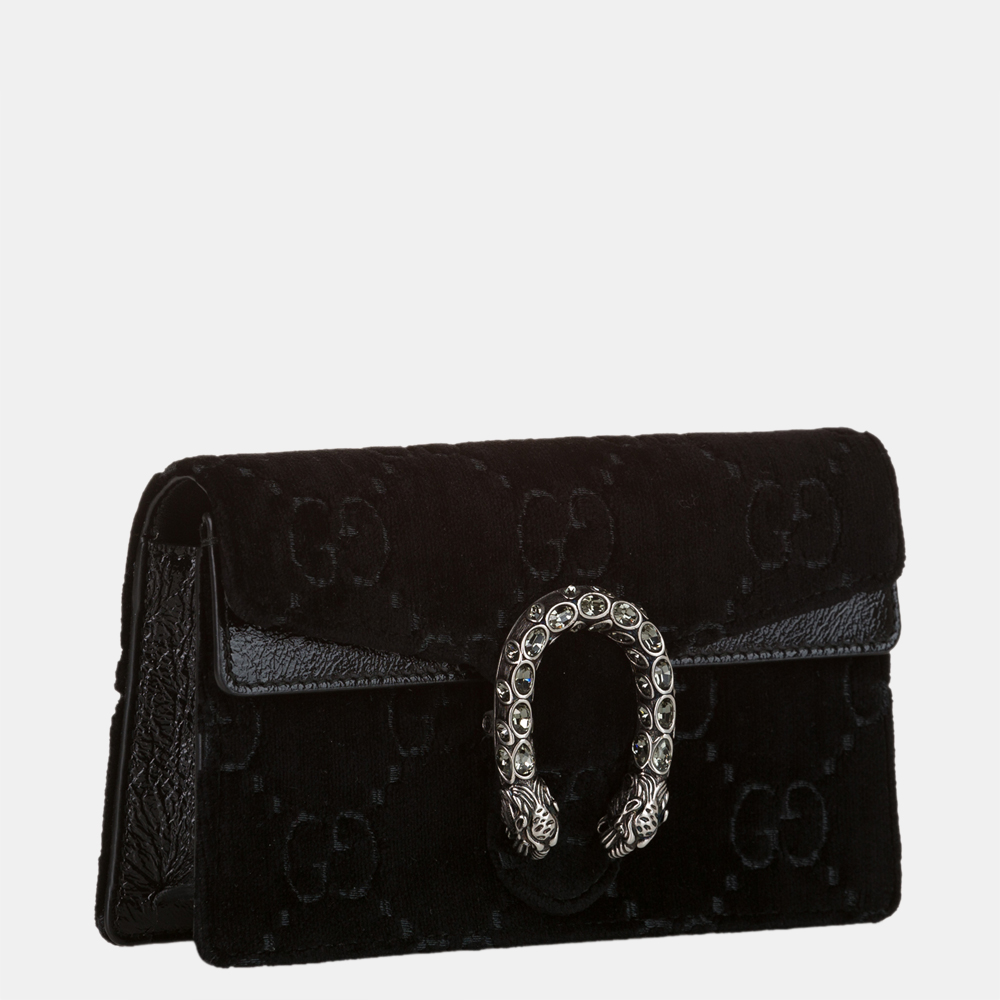 

Gucci Black Super Mini GG Velvet Dionysus Crossbody Bag