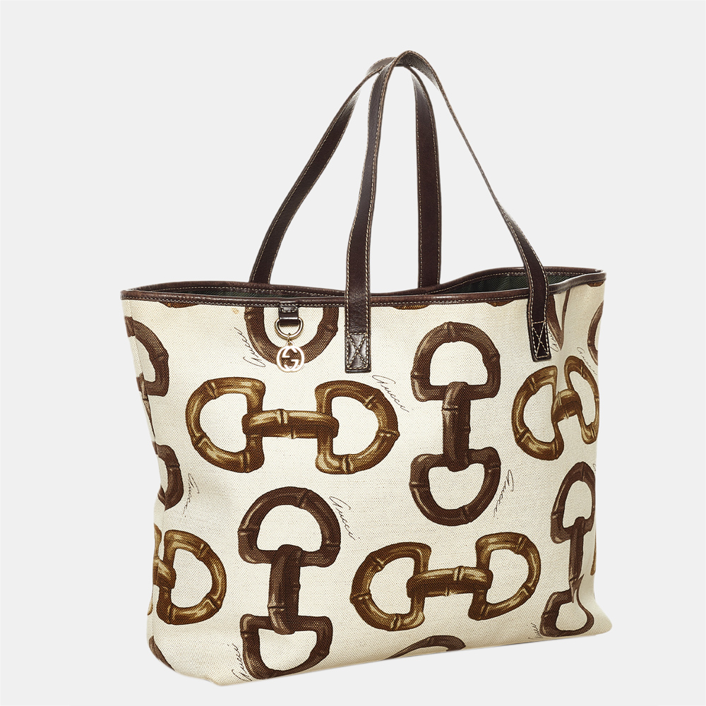 

Gucci Brown/White Horsebit Tote
