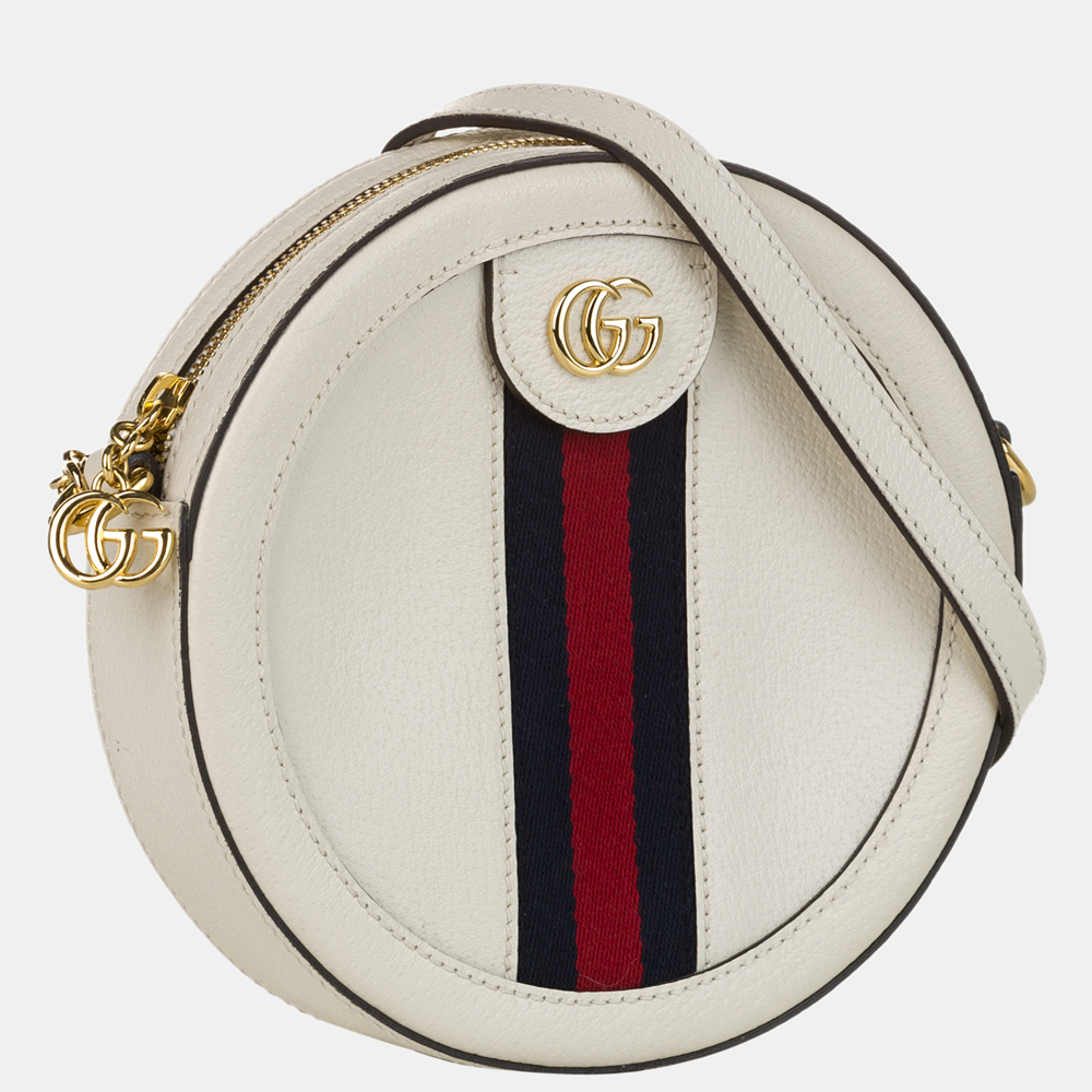 

Gucci White Mini Round Ophidia Leather Crossbody Bag