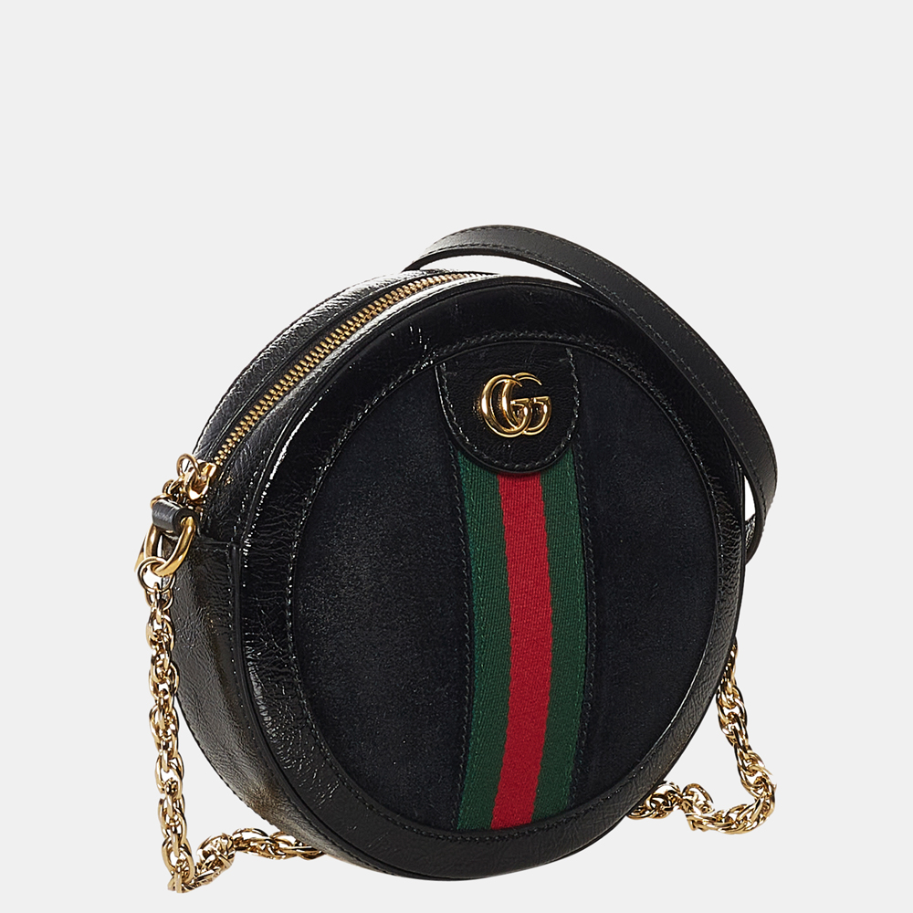 

Gucci Black Mini Suede Ophidia Round Crossbody Bag