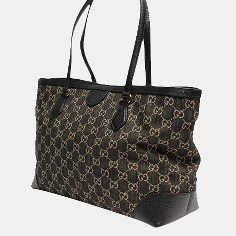 

Gucci Black GG Coated Canvas Leather Medium Ophidia Tote Bag
