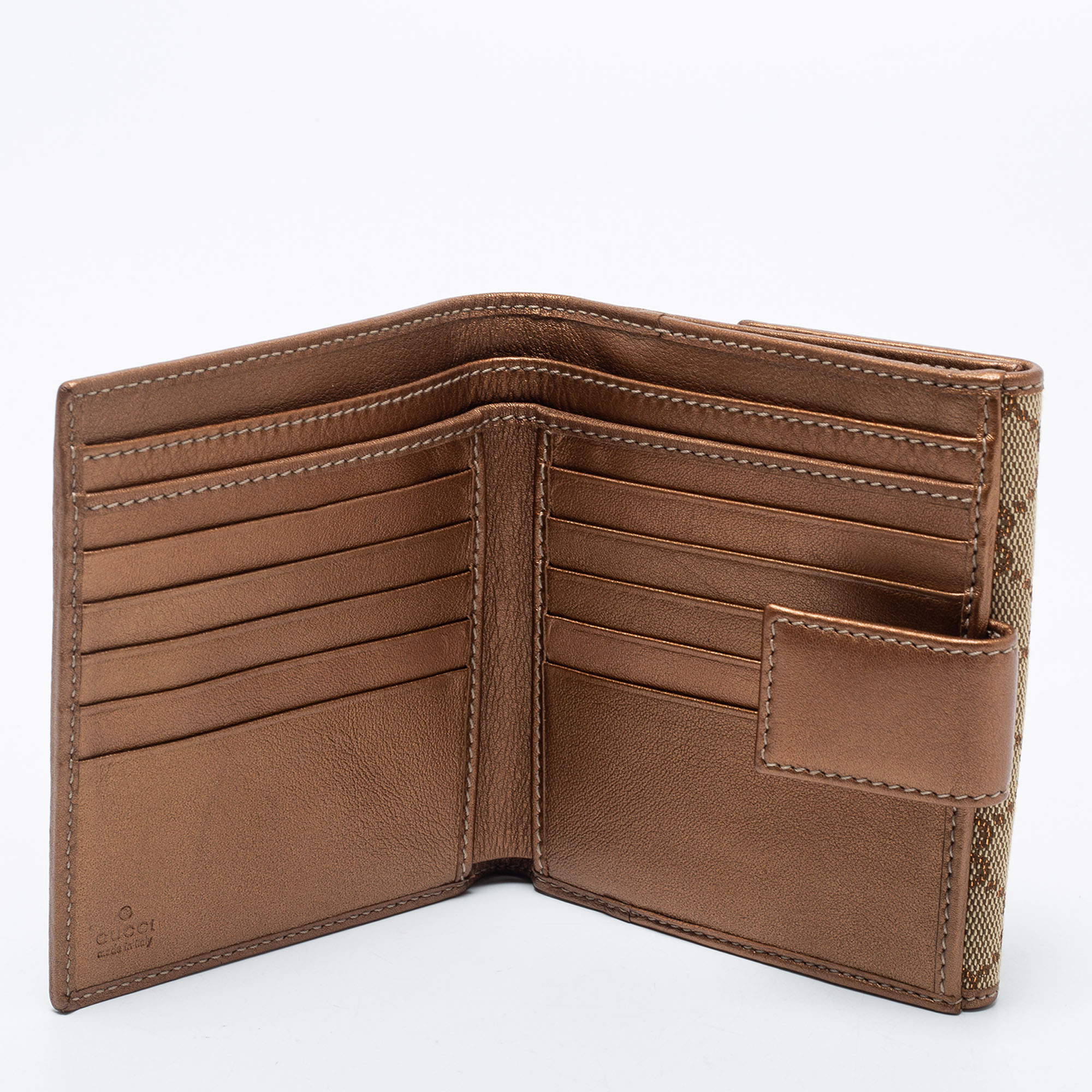

Gucci Beige/Bronze GG Canvas And Leather Lovely Heart Compact Wallet