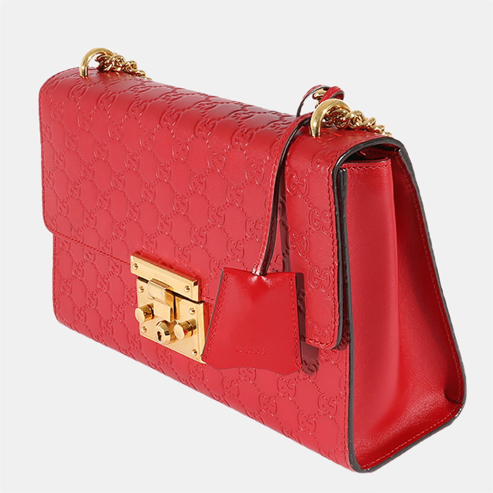 

Gucci Red Guccissima Medium Padlock Shoulder Bag