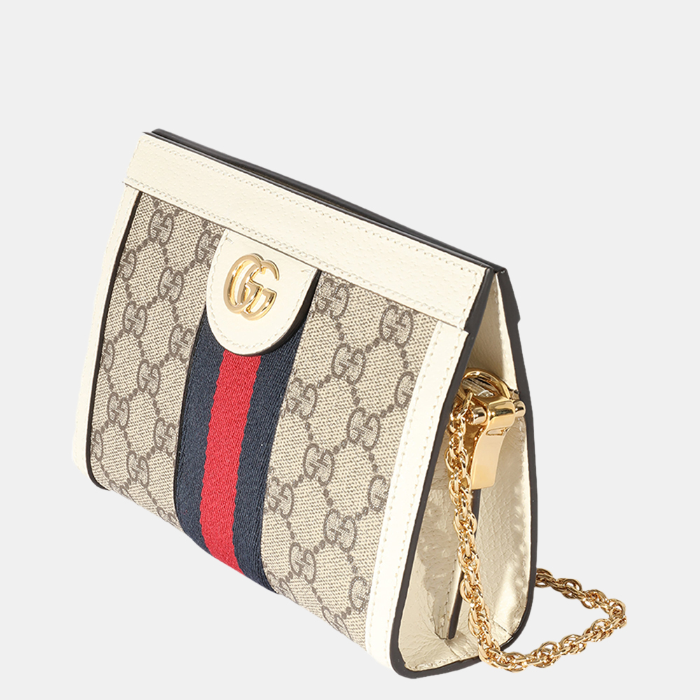 

Gucci White Leather GG Supreme Ophidia Mini Shoulder Bag
