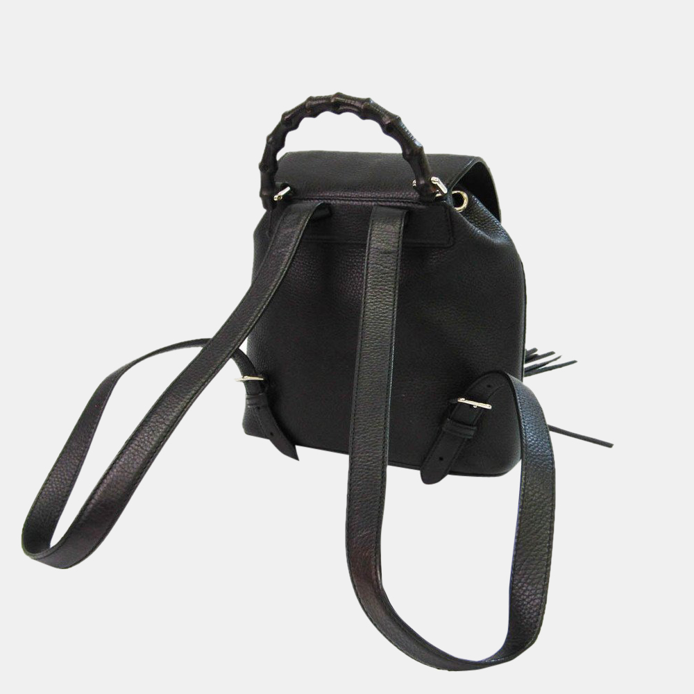 

Gucci Black Leather Bamboo Backpack