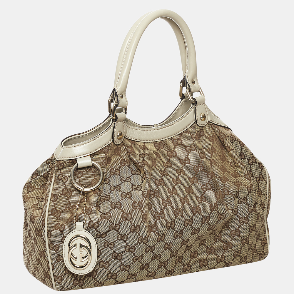 

Gucci Brown/White GG Canvas Sukey Tote Bag