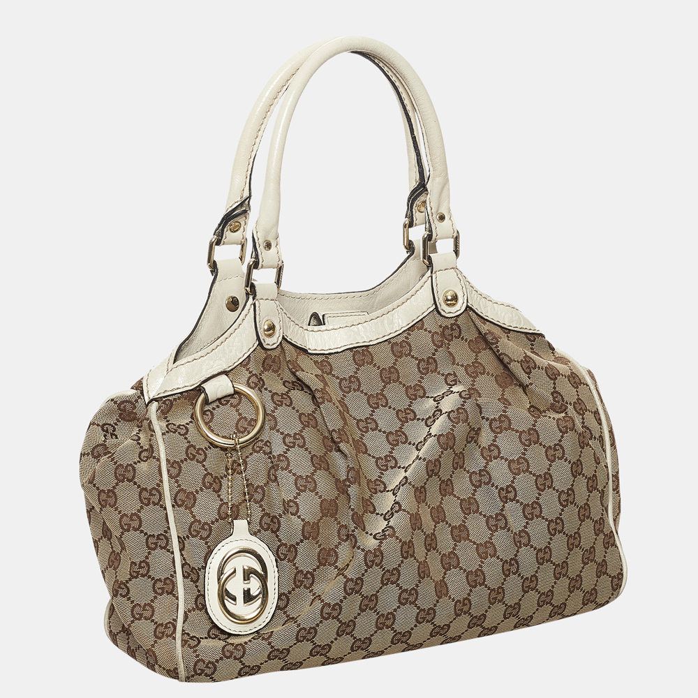 

Gucci Brown/White GG Canvas Sukey Tote Bag