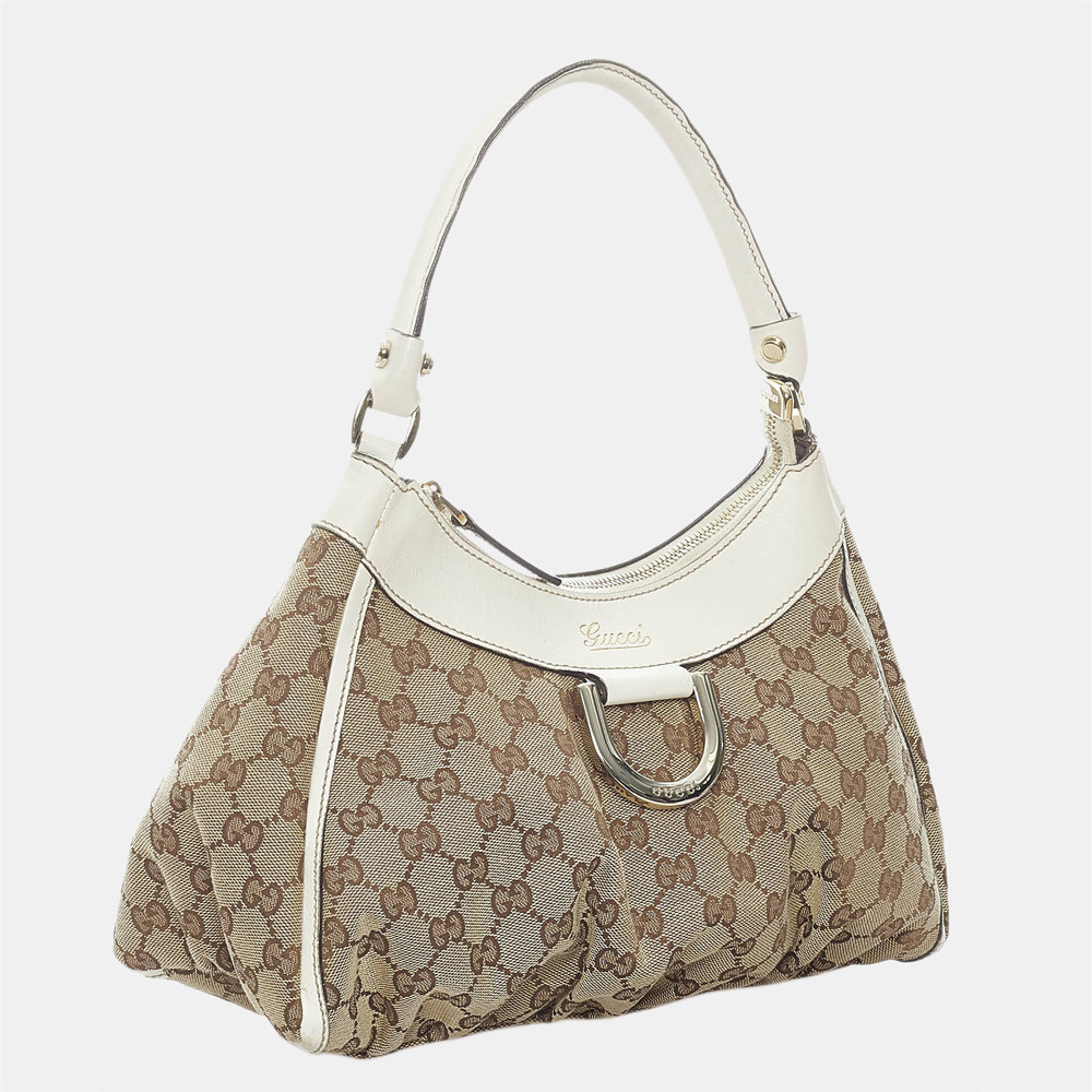 

Gucci Brown/White GG Canvas Abbey D-Ring Shoulder Bag