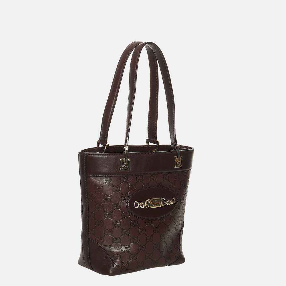 

Gucci Brown Guccissima Punch Leather Tote Bag