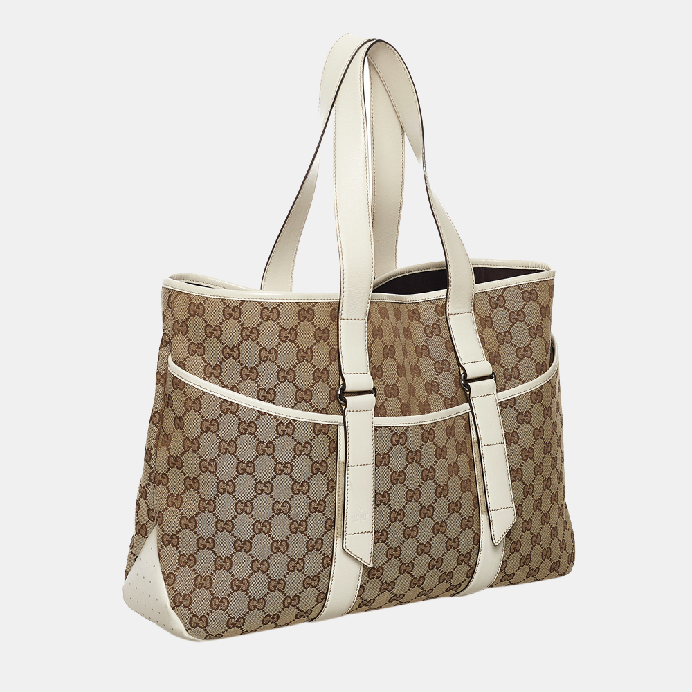 

Gucci Brown/White GG Canvas Tote Bag