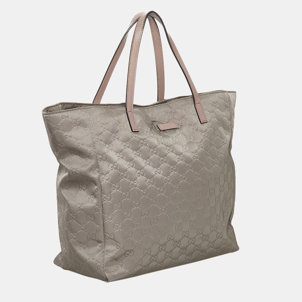 

Gucci Grey/Pink GG Nylon Tote Bag