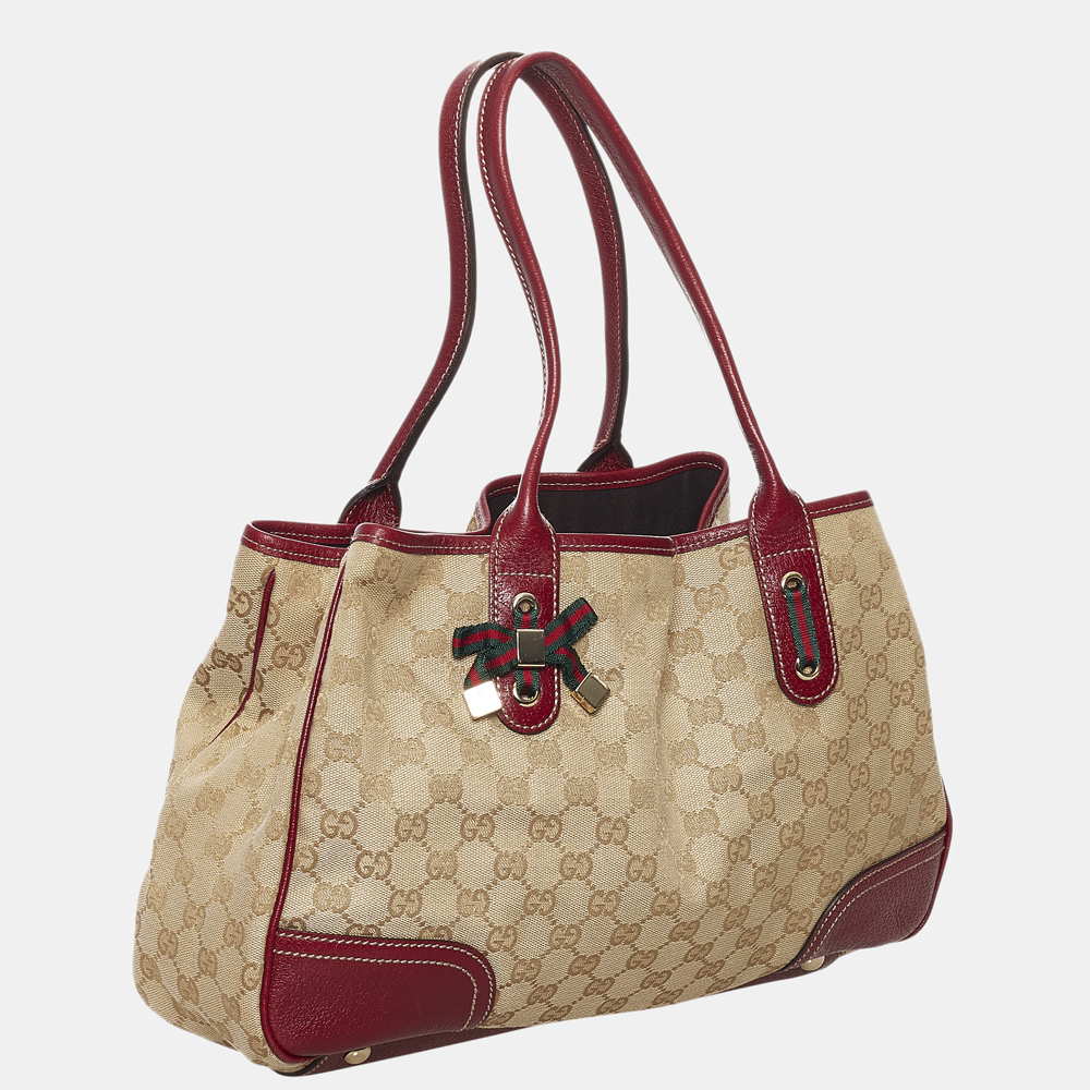 

Gucci Brown/Red GG Canvas Princy Tote Bag