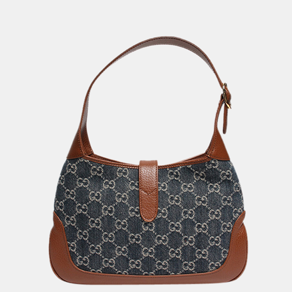 

Gucci Blue GG Denim Leather Jackie 1961 Hobo Bag