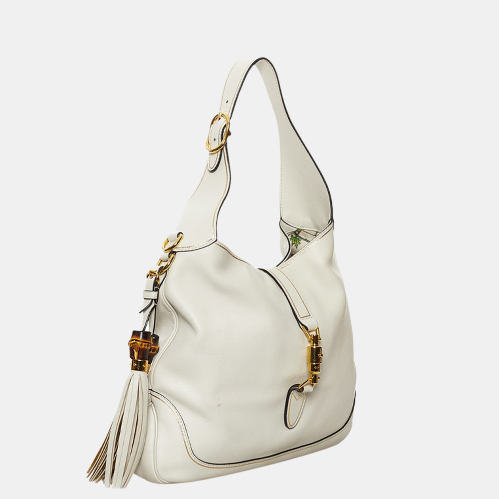 

Gucci White Leather New Jackie Hobo Bag