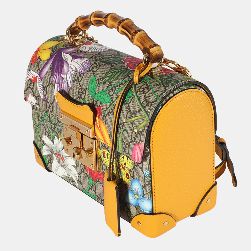 

Gucci Multi Coated Canvas GG Flora Bamboo Padlock Shoulder Bag, Multicolor