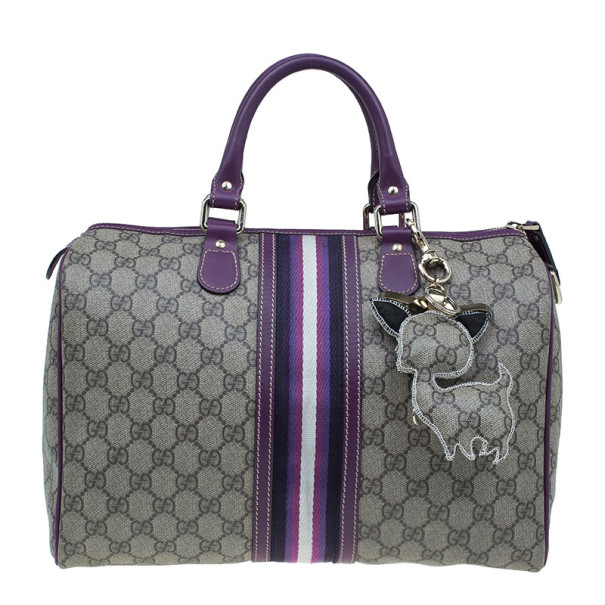 Pre Owned Gucci Limited Edition Purple Stripe GG Monogram Joy Boston Bag