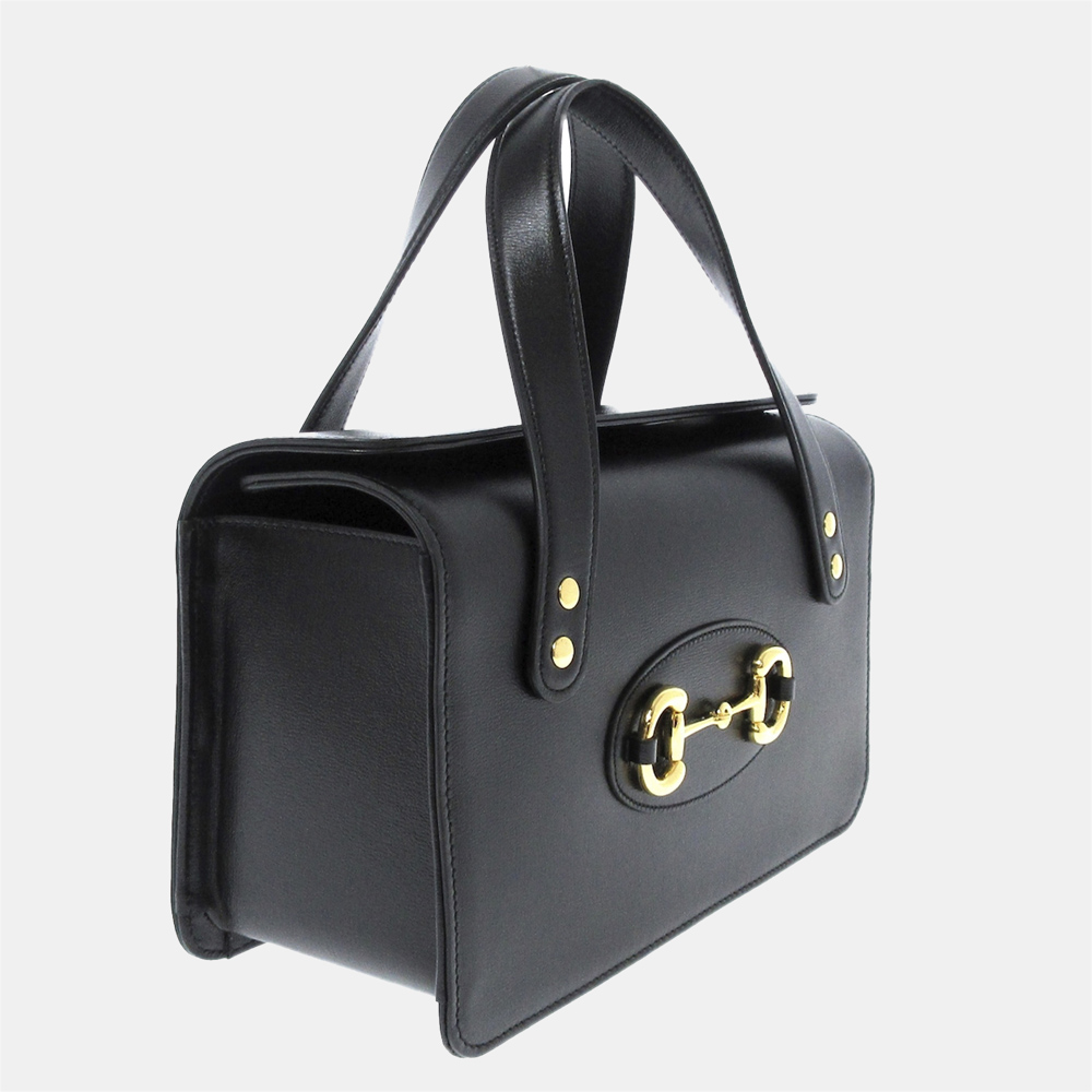 

Gucci Black Horsebit 1955 Small Top Handle Leather Handbag