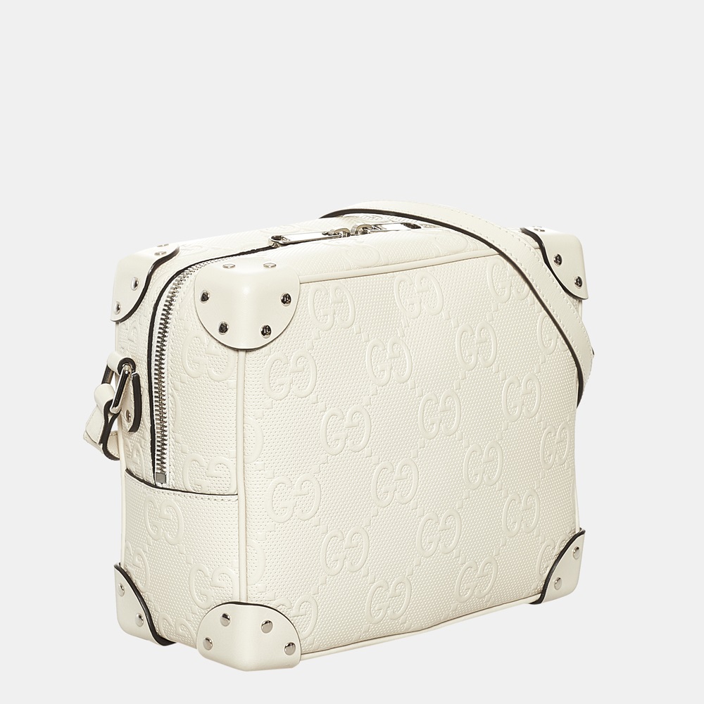 

Gucci White GG Embossed Perforated Square Bag