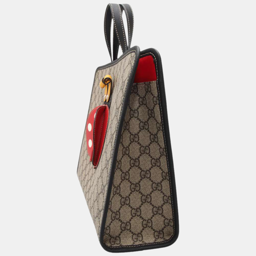 

Gucci Red/Brown GG Supreme Canvas Ladybug Tote Bag, Beige