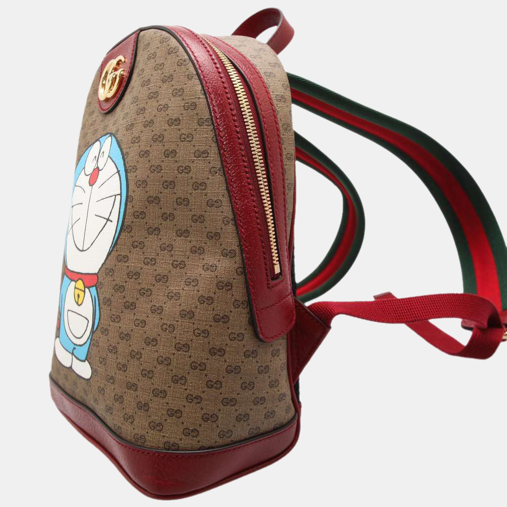 

Gucci Beige/Red Canvas Leather GG Supreme Small Doraemon Backpack