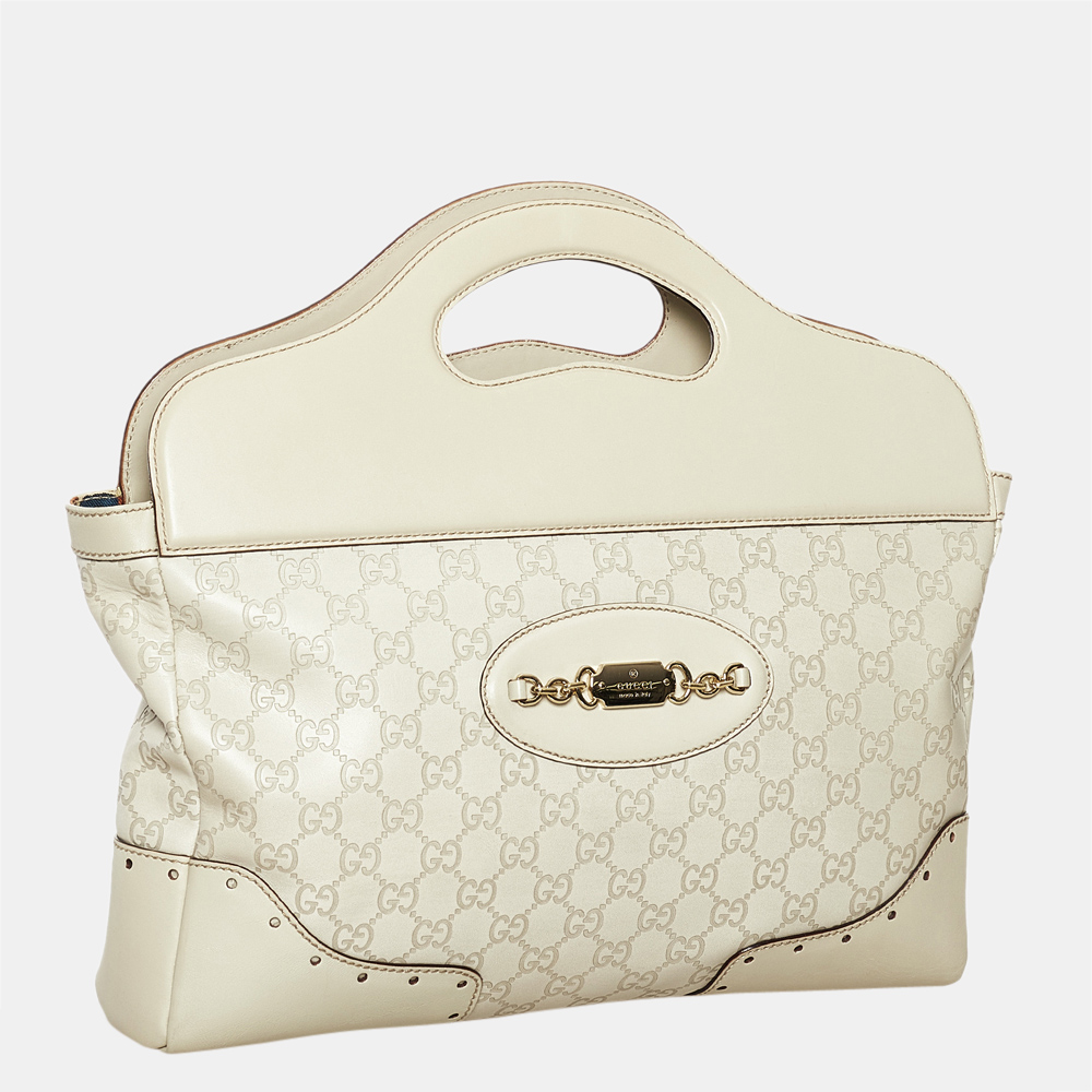 

Gucci White Guccissima Punch Tote Bag