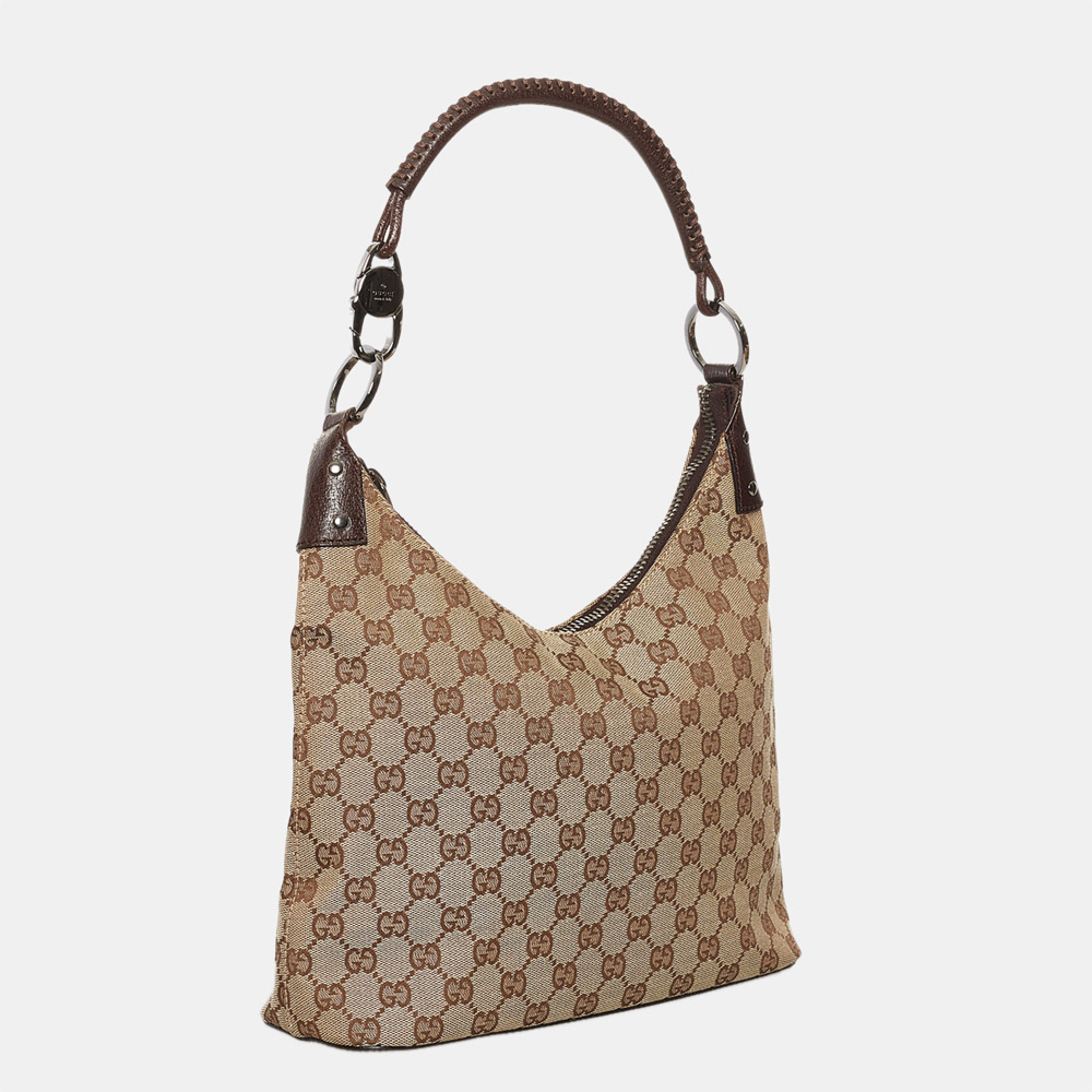 

Gucci Brown GG Cavas Ring Handle Zip Shoulder Bag