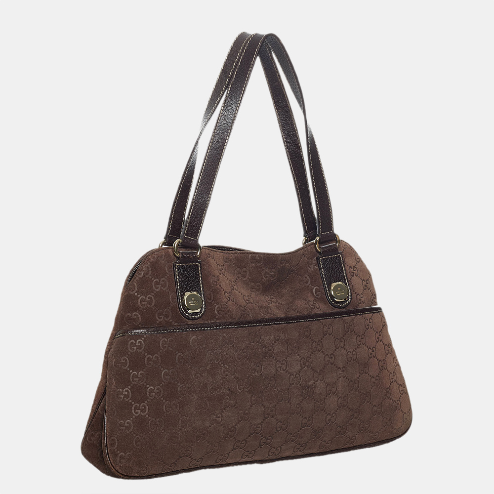 

Gucci Brown GG Suede Charmy Shoulder Bag