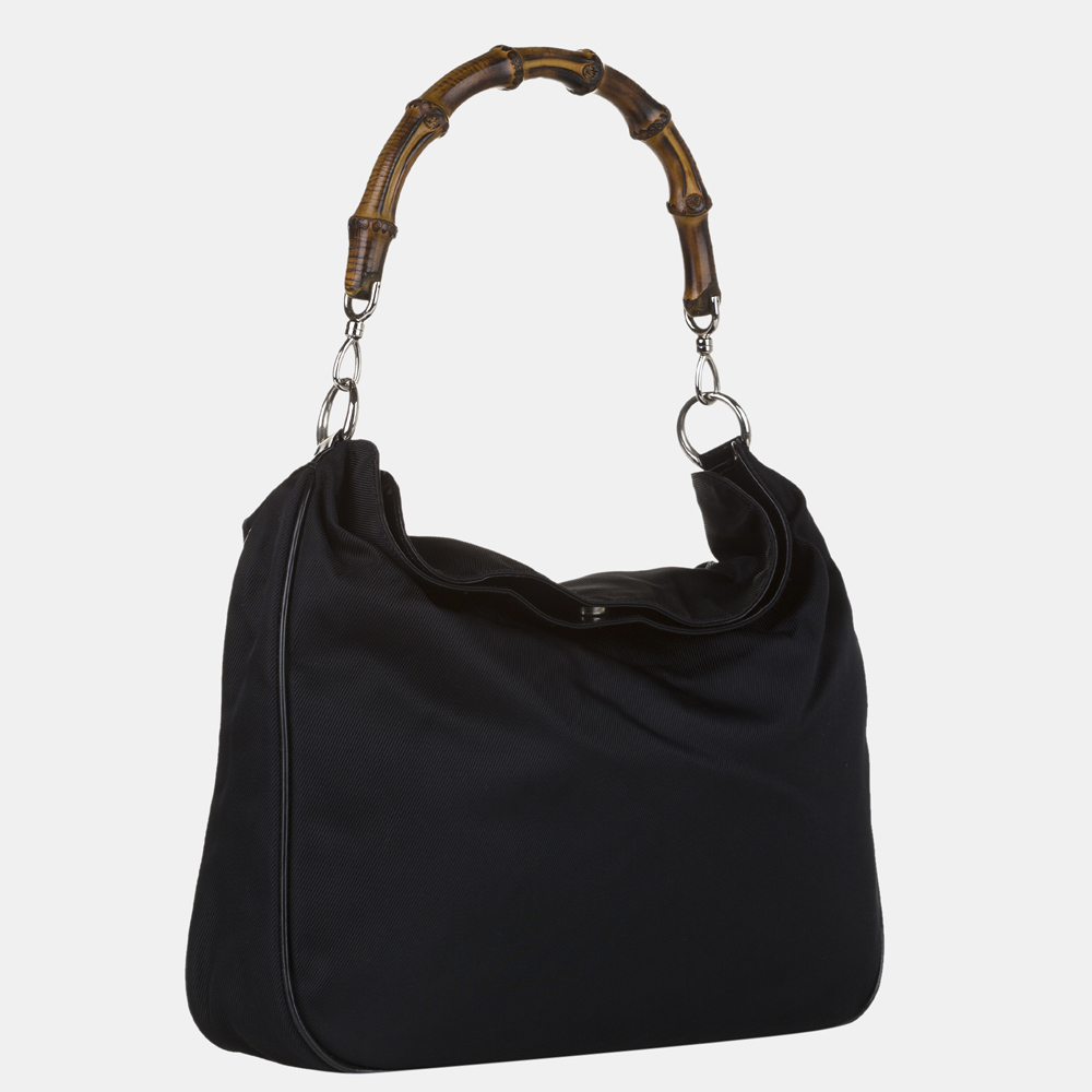 

Gucci Black Bamboo Canvas Satchel