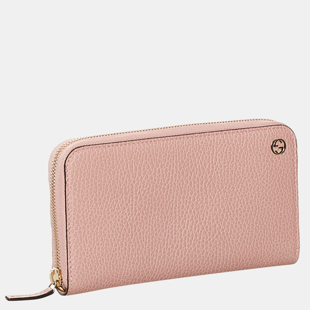 

Gucci Pink Interlocking G Zip Around Leather Wallet