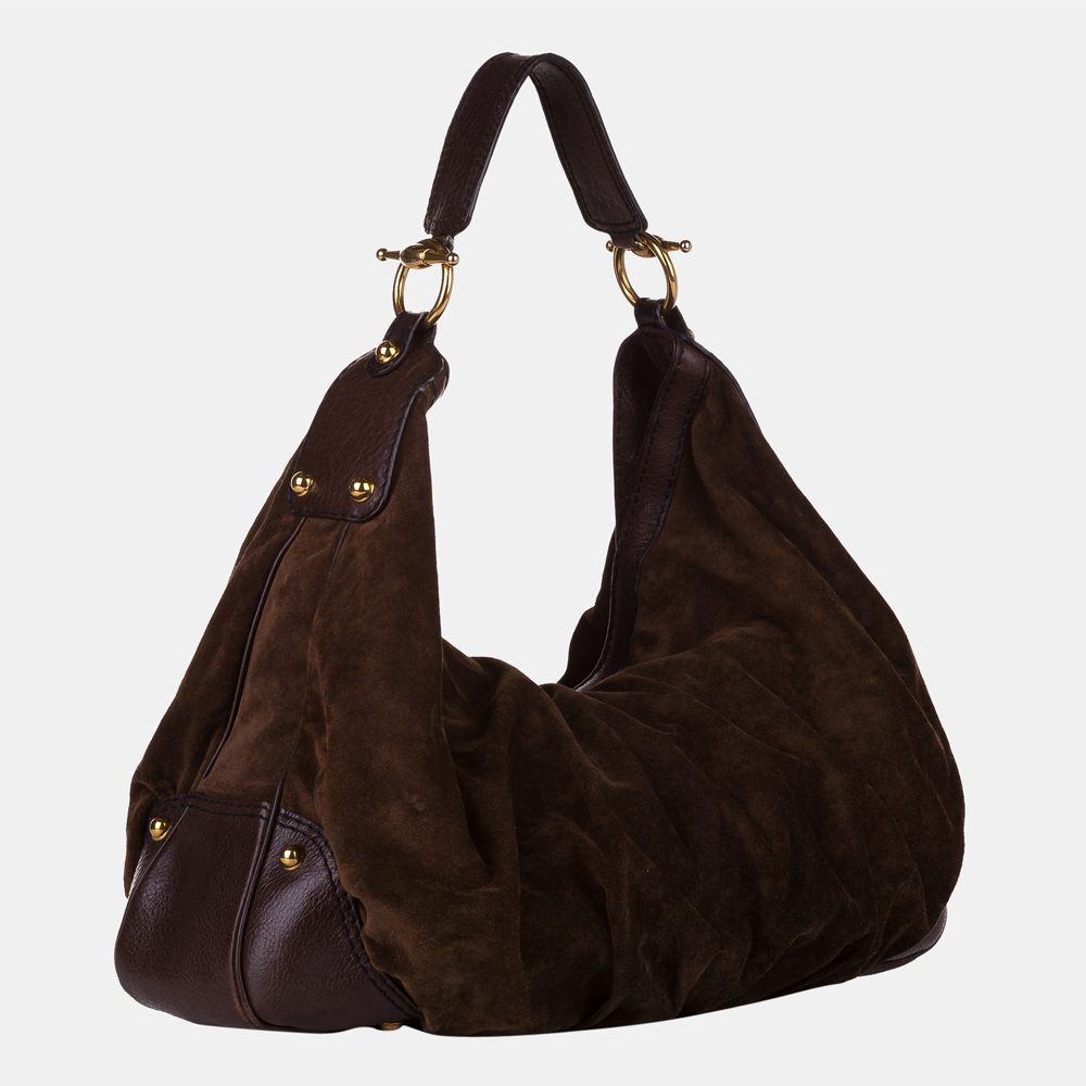 

Gucci Brown Jockey Suede Hobo Bag