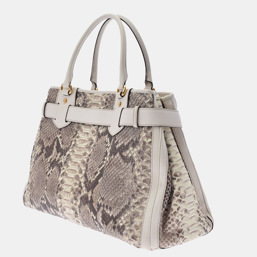 

Gucci Grey Python Leather GG Running Tote Bag