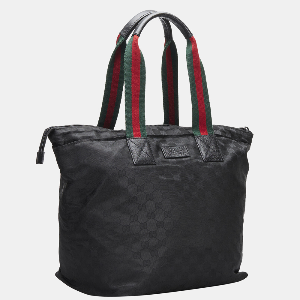 

Gucci Black GG Canvas Web Tote