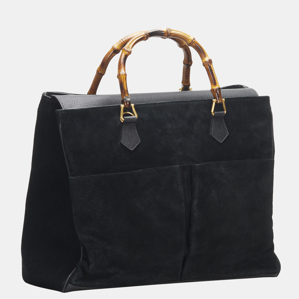 

Gucci Black Bamboo Suede Satchel